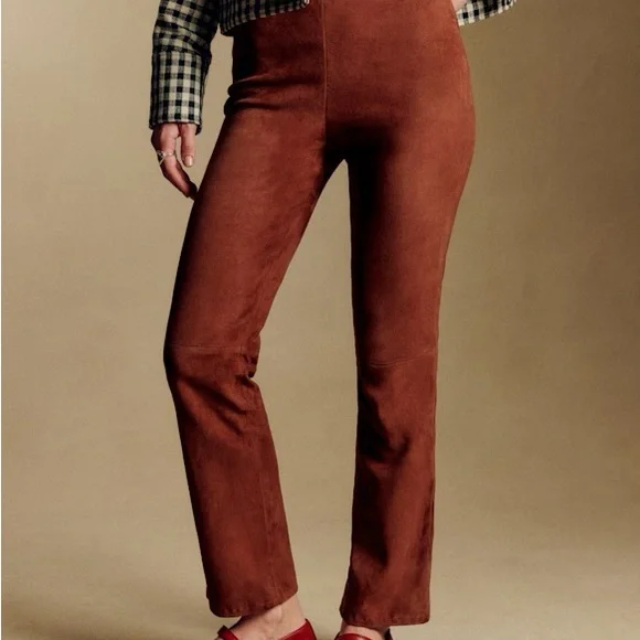 Sezane Ciara Rust Suede Cropped Pants (size 4) - Picture 4 of 5